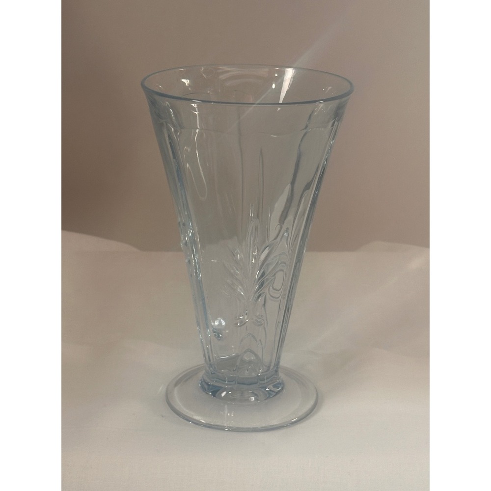 Fostoria Baroque Azure Blue Footed Tumblers 6 inch Glass Set of 3 - Picture 8 of 14